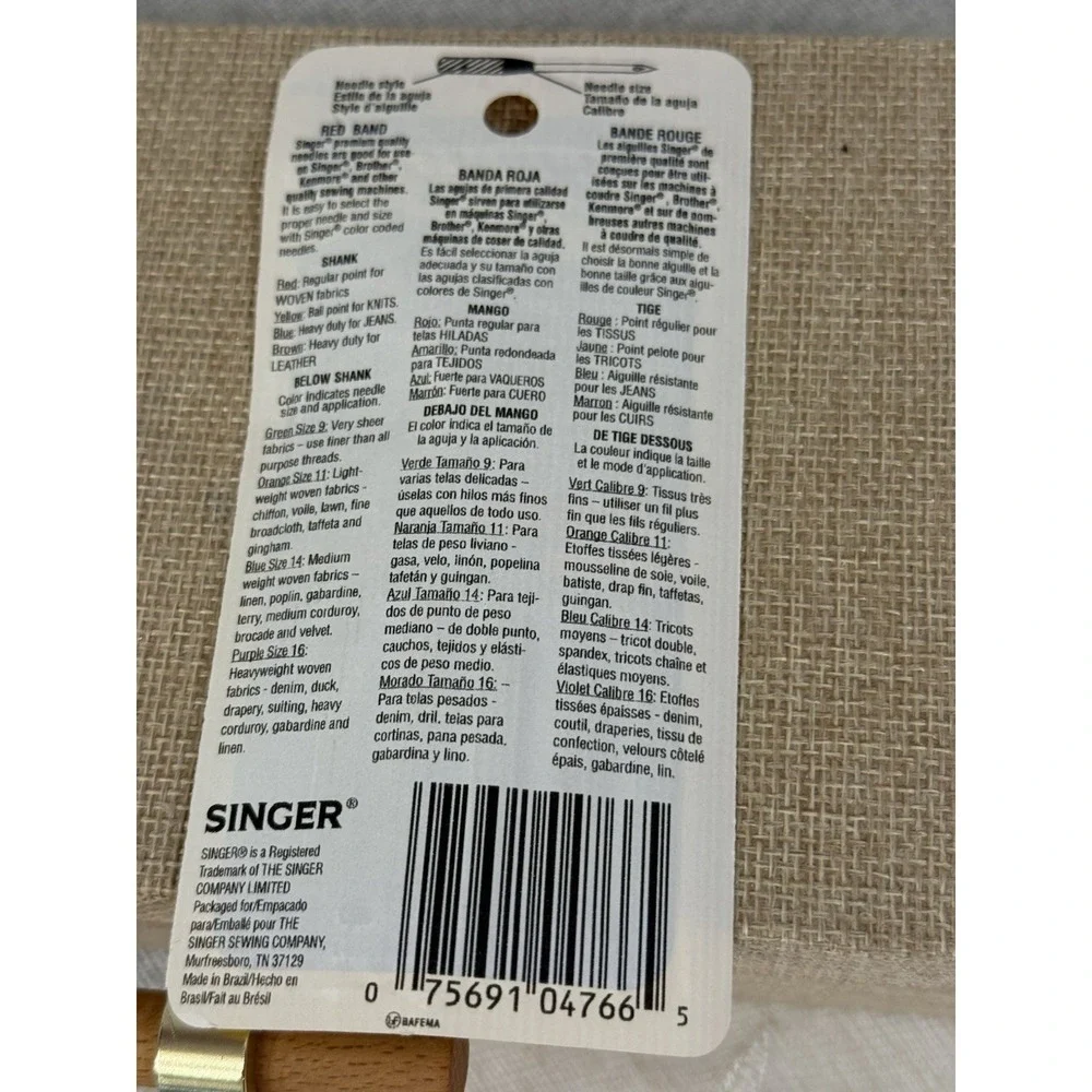 Singer Red Band Needles Style 2020 Regular Point 4766 sizes 8/11 90/14 100/16 - Picture 2 of 2